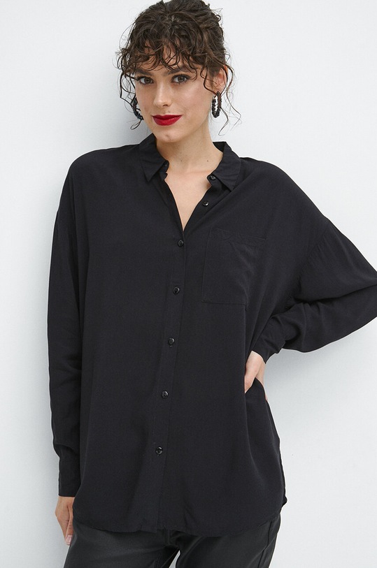 Koszula damska z nadrukiem kolor czarny RW23.KDDA00 czarny RW23