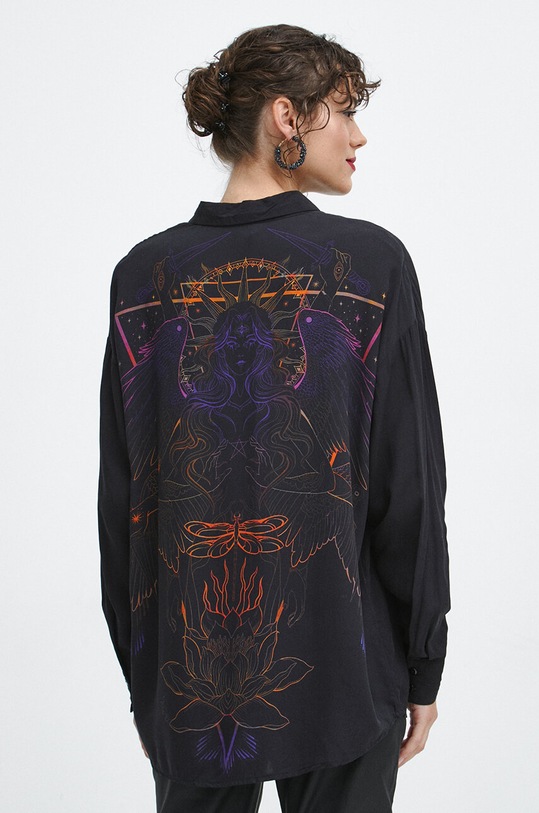 Koszula damska z nadrukiem kolor czarny czarny RW23.KDDA00