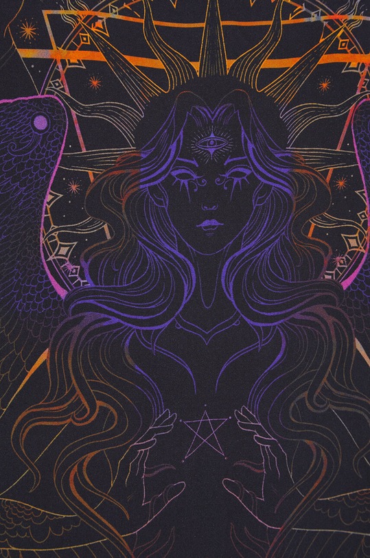 Koszula damska z nadrukiem kolor czarny RW23.KDDA00