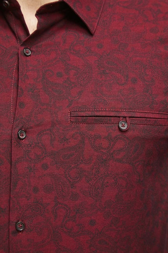 Koszula bawełniana męska z kołnierzykiem klasycznym kolor bordowy RW23.KDM502 bordowy RW23