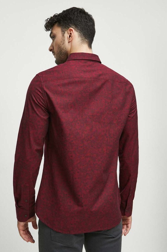 Koszula bawełniana męska z kołnierzykiem klasycznym kolor bordowy bordowy RW23.KDM502