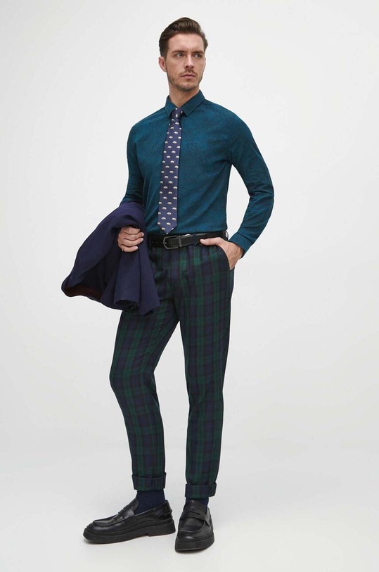 Koszula męska z kołnierzykiem klasycznym kolor zielony RW23.KDMB10 turkusowy RW23