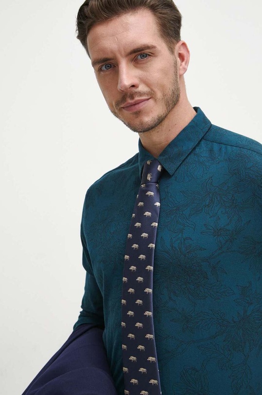 Koszula męska z kołnierzykiem klasycznym kolor zielony turkusowy RW23.KDMB10