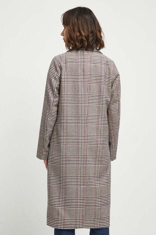 Odzież Płaszcz z domieszką wełny damski wzorzysty kolor multicolor RW23.KPD501 multicolor