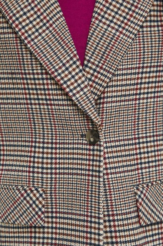 Płaszcz z domieszką wełny damski wzorzysty kolor multicolor RW23.KPD501 multicolor