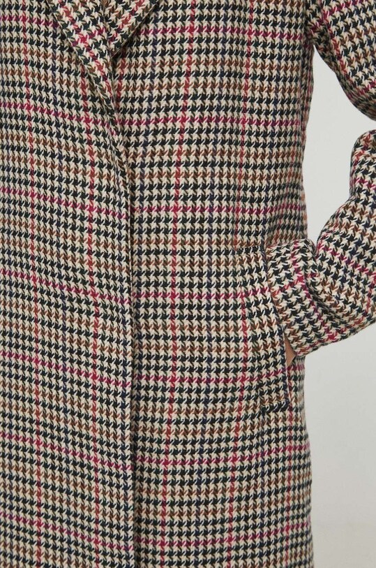 Płaszcz z domieszką wełny damski wzorzysty kolor multicolor RW23.KPD505 multicolor