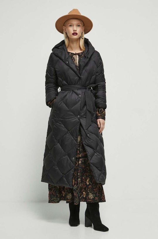 Płaszcz puchowy damski pikowany kolor czarny RW23.KPD601 czarny RW23