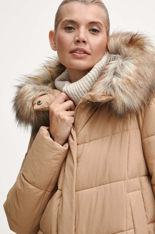 Kabát dámský zateplený prošívaný béžová barva béžová RW23.KPD903