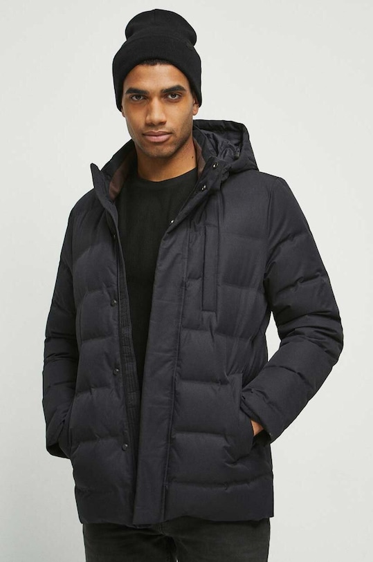 Páperová bunda pánska čierna farba s podšívkou čierna RW23.KUM702