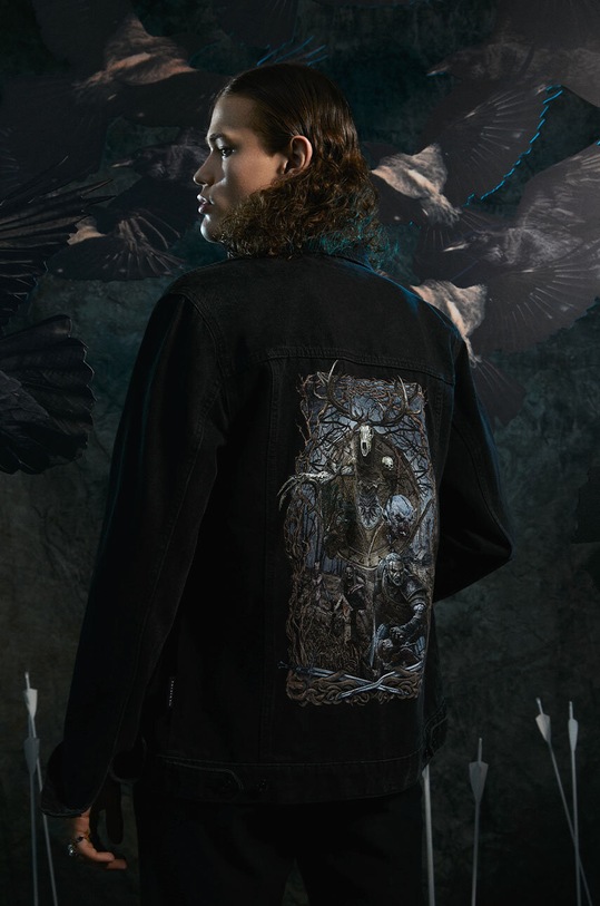 Kurtka jeansowa męska z kolekcji The Witcher x Medicine kolor czarny pozostałe czarny RW23.KUM920