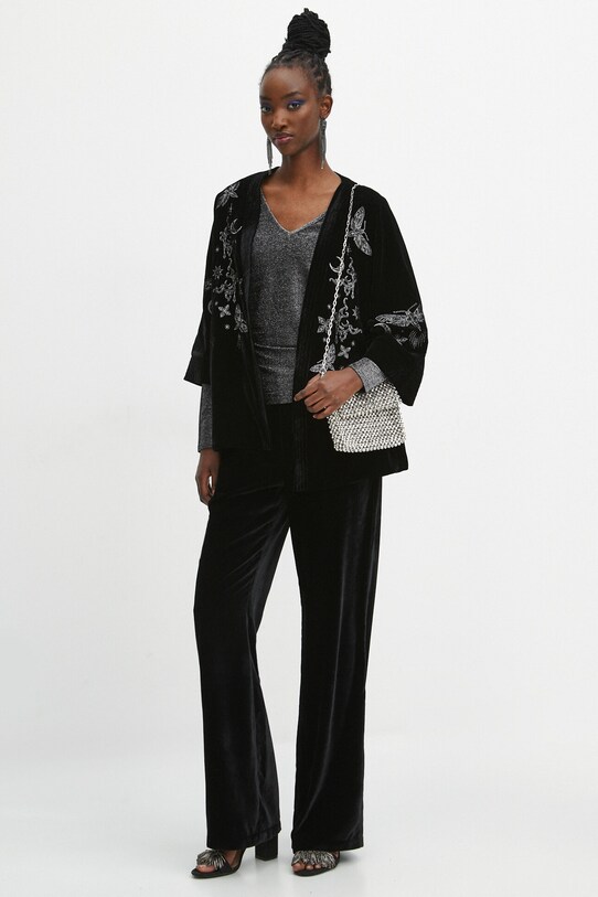 Kimono damskie z ozdobnym haftem kolor czarny RW23.KZDA02 czarny RW23