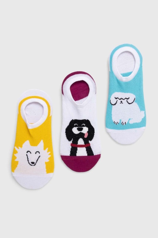 Skarpetki bawełniane damskie wzorzyste z kolekcji na Dzień Psa (3-pack) kolor multicolor skarpetki krótkie multicolor RW23.LGD150