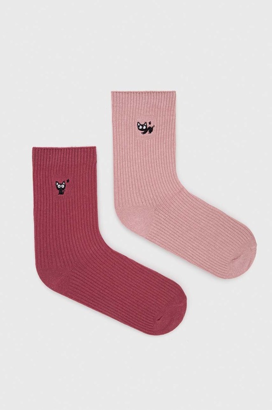 Skarpetki damskie z haftowanym wzorem kota (2-pack) kolor multicolor skarpetki długie multicolor RW23.LGD207