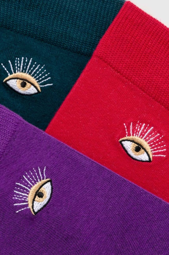 Skarpetki bawełniane damskie z ozdobnym haftem (3-pack) kolor multicolor skarpetki długie multicolor RW23.LGD708