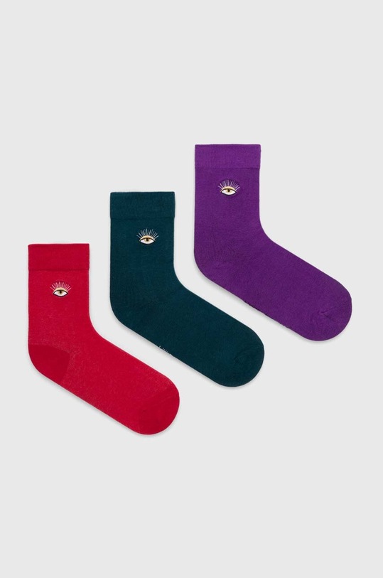 Skarpetki bawełniane damskie z ozdobnym haftem (3-pack) kolor multicolor RW23.LGD708 multicolor RW23