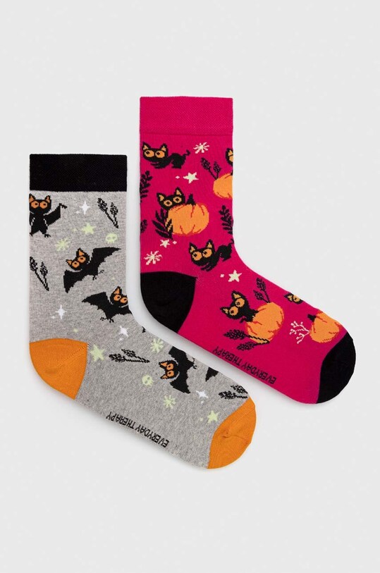 Skarpetki bawełniane damskie z motywem Halloween (2-pack) kolor multicolor skarpetki długie multicolor RW23.LGD804