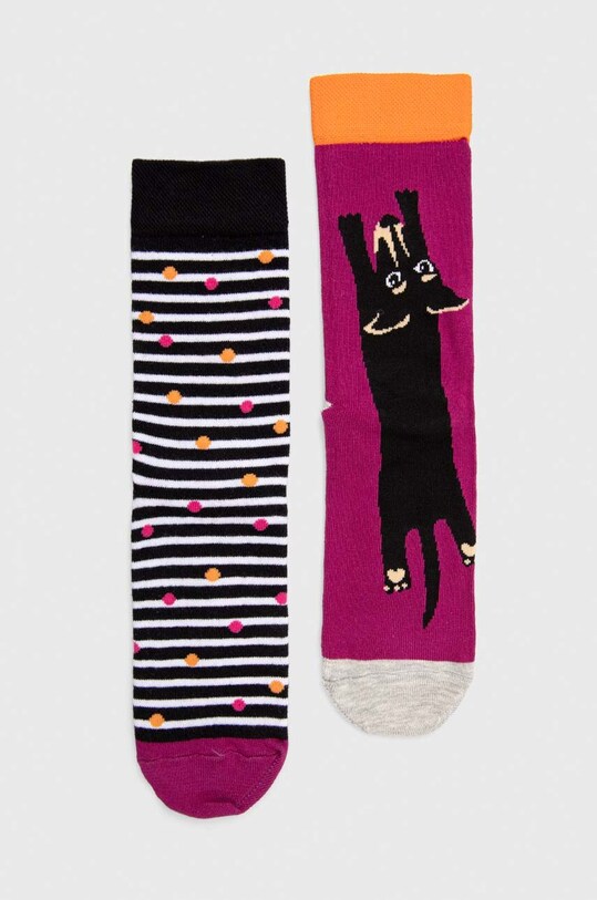 Skarpetki bawełniane damskie z psem (2-pack) kolor multicolor skarpetki długie multicolor RW23.LGD805