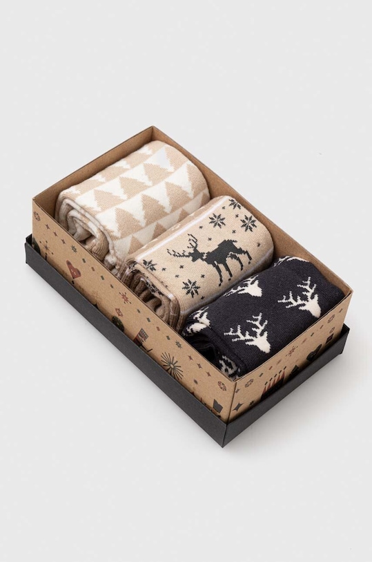 Odzież Skarpetki bawełniane damskie wzorzyste (3-pack) kolor multicolor RW23.LGD906 multicolor