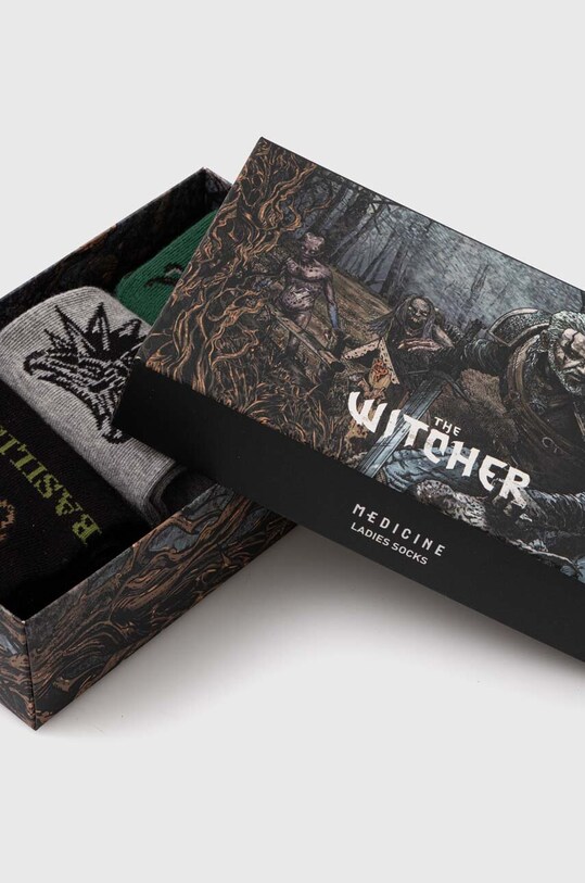 Odzież Skarpetki bawełniane damskie z kolekcji The Witcher x Medicine (3-pack) kolor multicolor RW23.LGD950 multicolor