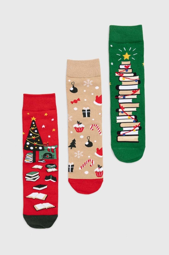 Skarpetki bawełniane damskie świąteczne (3-pack) kolor multicolor skarpetki długie multicolor RW23.LGDA00
