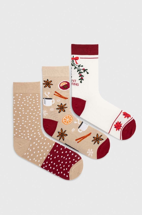 Skarpetki bawełniane damskie świąteczne (3-pack) kolor multicolor skarpetki długie multicolor RW23.LGDA11