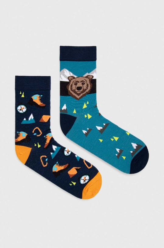 Skarpetki męskie bawełniane z motywem górskim (2-pack) kolor multicolor skarpetki długie multicolor RW23.LGM502