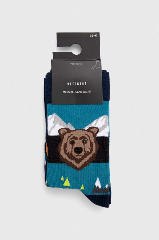 Odzież Skarpetki męskie bawełniane z motywem górskim (2-pack) kolor multicolor RW23.LGM502 multicolor