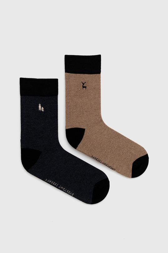 Bavlnené ponožky pánske s ozdobnou výšivkou s lesním motívom (2-pack) viac farieb nášivka viacfarebná RW23.LGM504