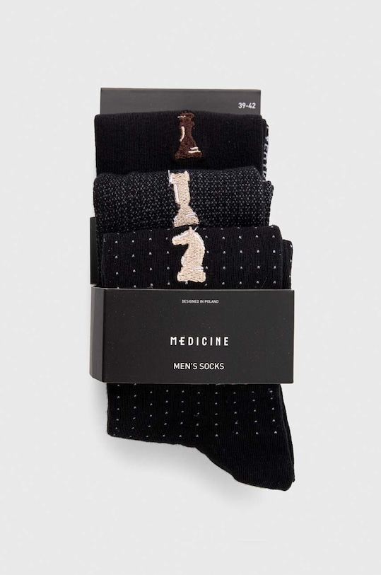 Oblečenie Bavlnené ponožky pánske s ozodobnou výšivkou - šachy (3-pack) viac farieb RW23.LGM606 viacfarebná