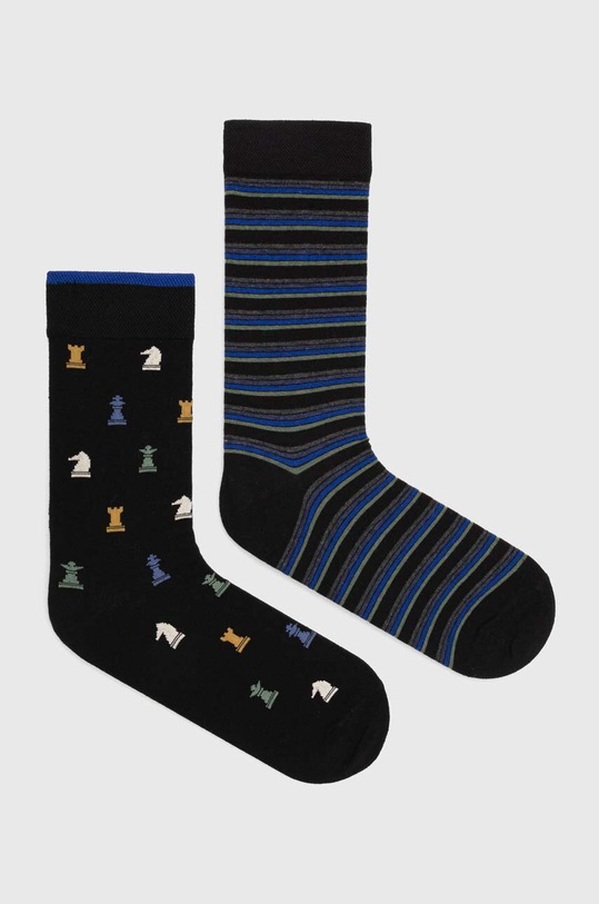 Skarpetki bawełniane męskie w szachy (2-pack) kolor multicolor skarpetki długie multicolor RW23.LGM825