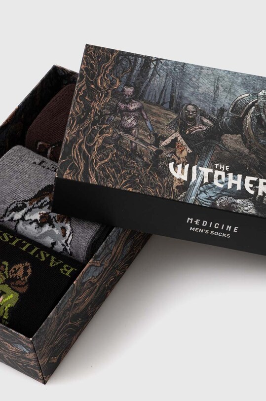 Odzież Skarpetki bawełniane męskie z kolekcji The Witcher x Medicine (3-pack) kolor multicolor RW23.LGM950 multicolor