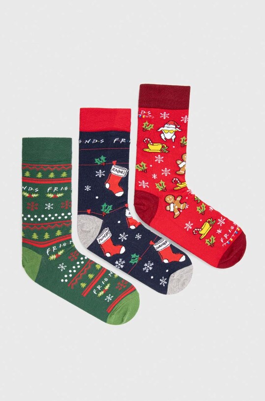 Skarpetki męskie świąteczne Friends (3-pack) kolor multicolor skarpetki długie multicolor RW23.LGM952