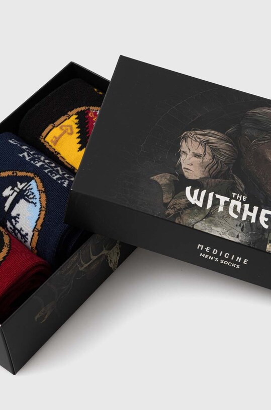 Odzież Skarpetki bawełniane męskie z kolekcji The Witcher x Medicine (3-pack) kolor multicolor RW23.LGM953 multicolor