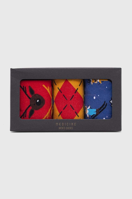 Odzież Skarpetki bawełniane męskie świąteczne (3-pack) kolor multicolor RW23.LGMA02 multicolor