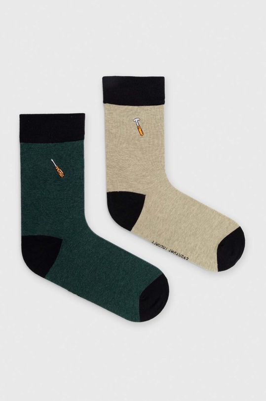 Bavlnené ponožky pánske s ozdobnou výšivkou - náradia (2-pack) nášivka viacfarebná RW23.LGMB02