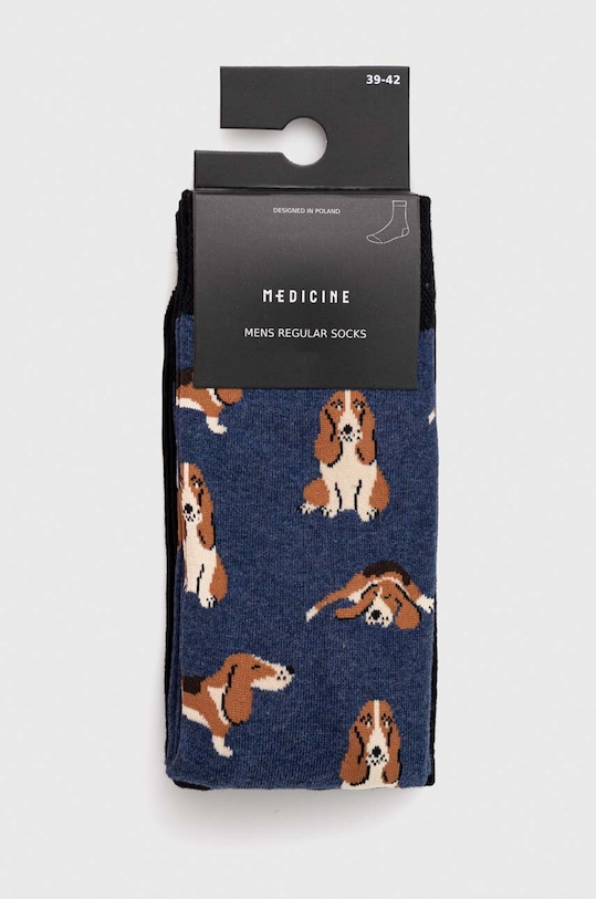 Odzież Skarpetki bawełniane męskie w psy (2-pack) kolor multicolor RW23.LGMB06 multicolor