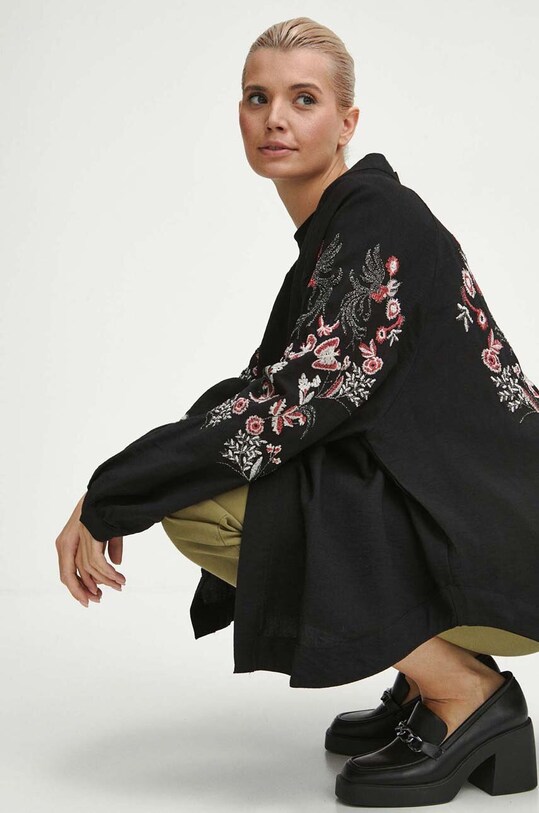 Kimono dámské s ozdobnou aplikací černá barva černá RW23.NDD871