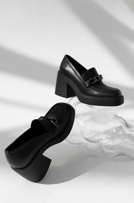 Mokasíny dámske čierna farba platforma čierna RW23.OBD205
