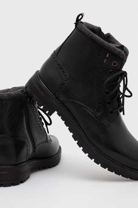 Buty wysokie męskie skórzane kolor czarny casual czarny RW23.OBM502