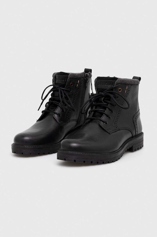 Obuwie Buty wysokie męskie skórzane kolor czarny RW23.OBM502 czarny