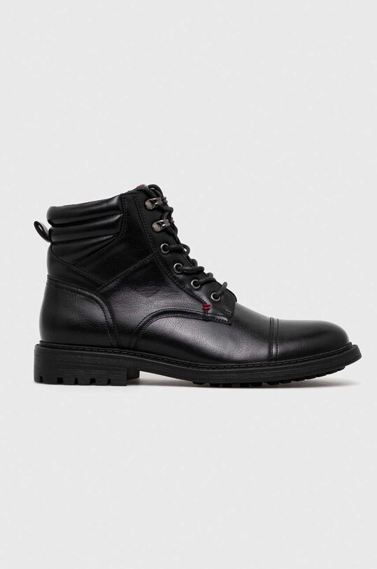 Buty wysokie męskie ze skóry ekologicznej kolor czarny casual czarny RW23.OBM600