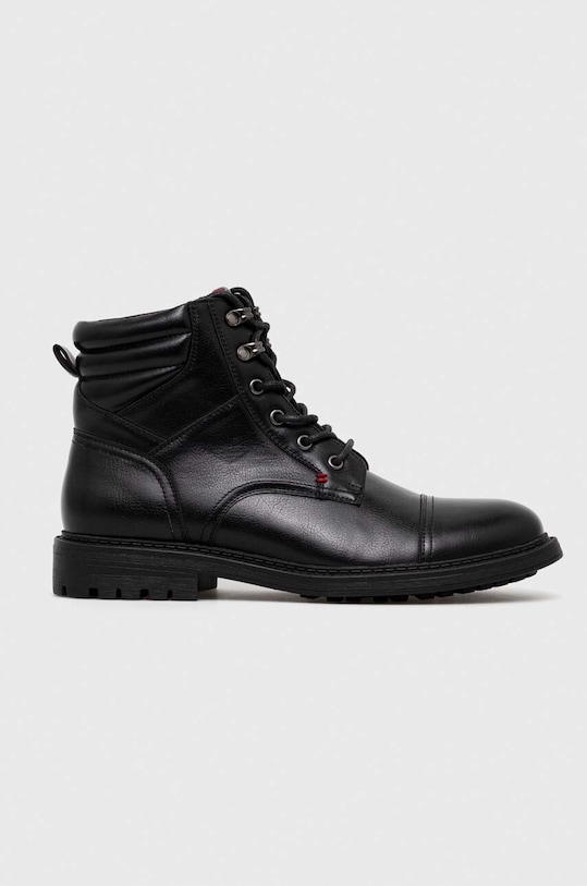 Buty wysokie męskie ze skóry ekologicznej kolor czarny casual czarny RW23.OBM600