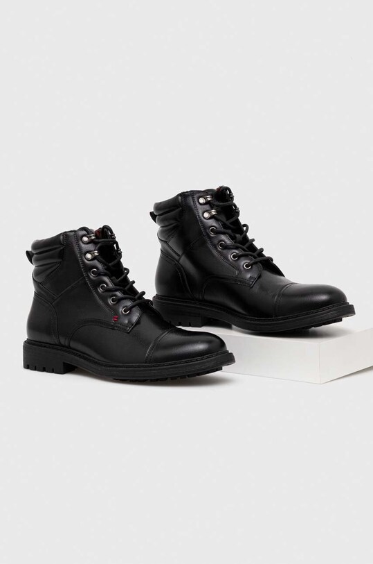 Buty wysokie męskie ze skóry ekologicznej kolor czarny RW23.OBM600 czarny RW23