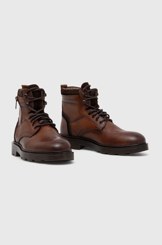 Buty skórzane męskie wysokie kolor brązowy RW23.OBM603 brązowy RW23