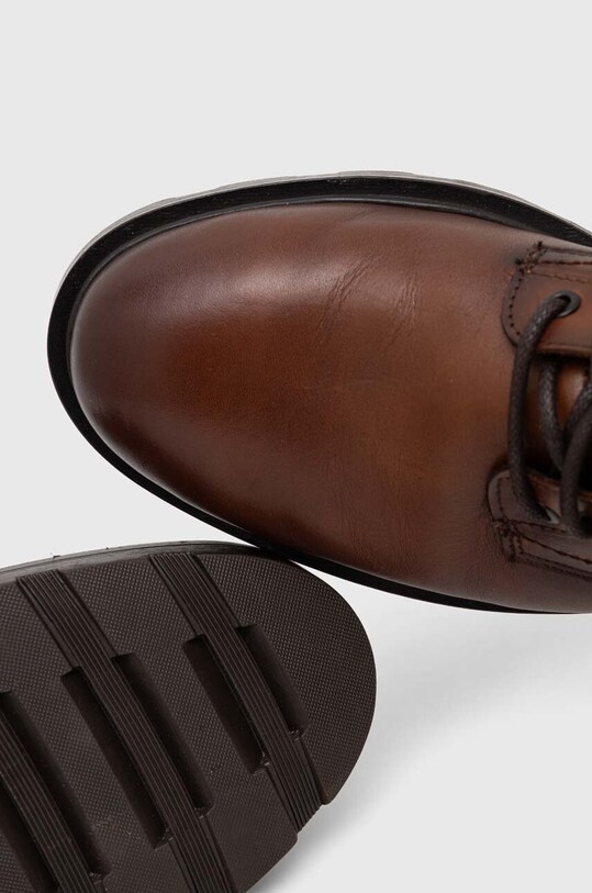 Buty skórzane męskie wysokie kolor brązowy brązowy RW23.OBM603