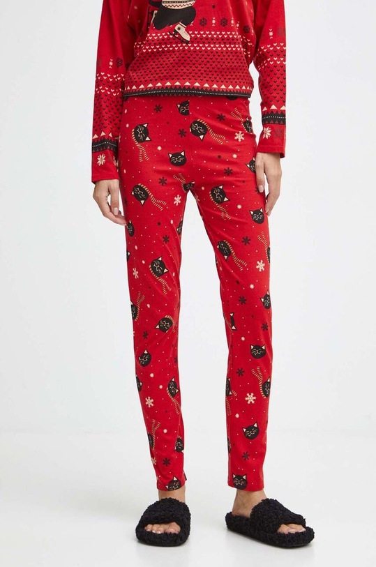 Piżama bawełniana damska z motywem świątecznym kolor multicolor multicolor RW23.PJD907