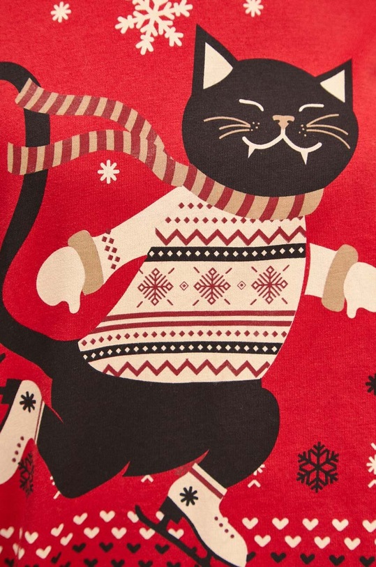 Piżama bawełniana damska z motywem świątecznym kolor multicolor RW23.PJD907