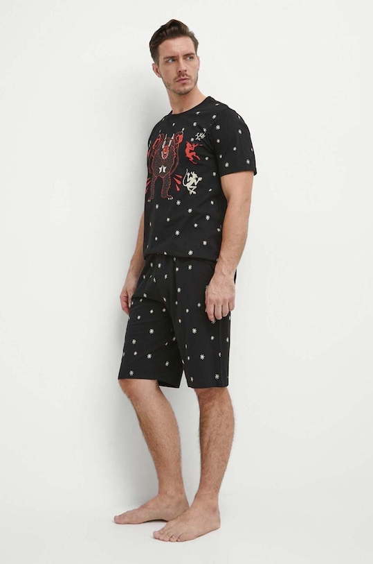 Bavlnené pyžamo pánske so vzorom čierna farba bavlna čierna RW23.PJMA11