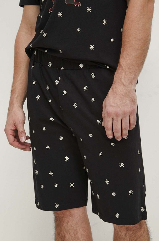 Oblečenie Bavlnené pyžamo pánske so vzorom čierna farba RW23.PJMA11 čierna