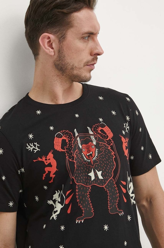 Bavlnené pyžamo pánske so vzorom čierna farba RW23.PJMA11 čierna